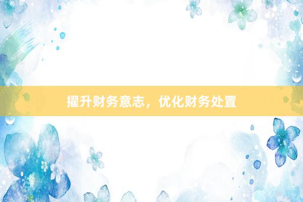 擢升财务意志，优化财务处置